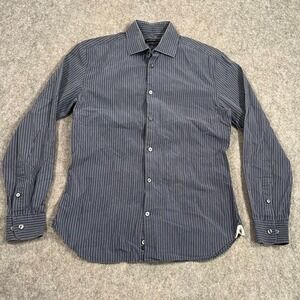 John Varvatos Navy Blue Striped Slim Fit Button‎ Down Shirt Men's Size 15 32/33